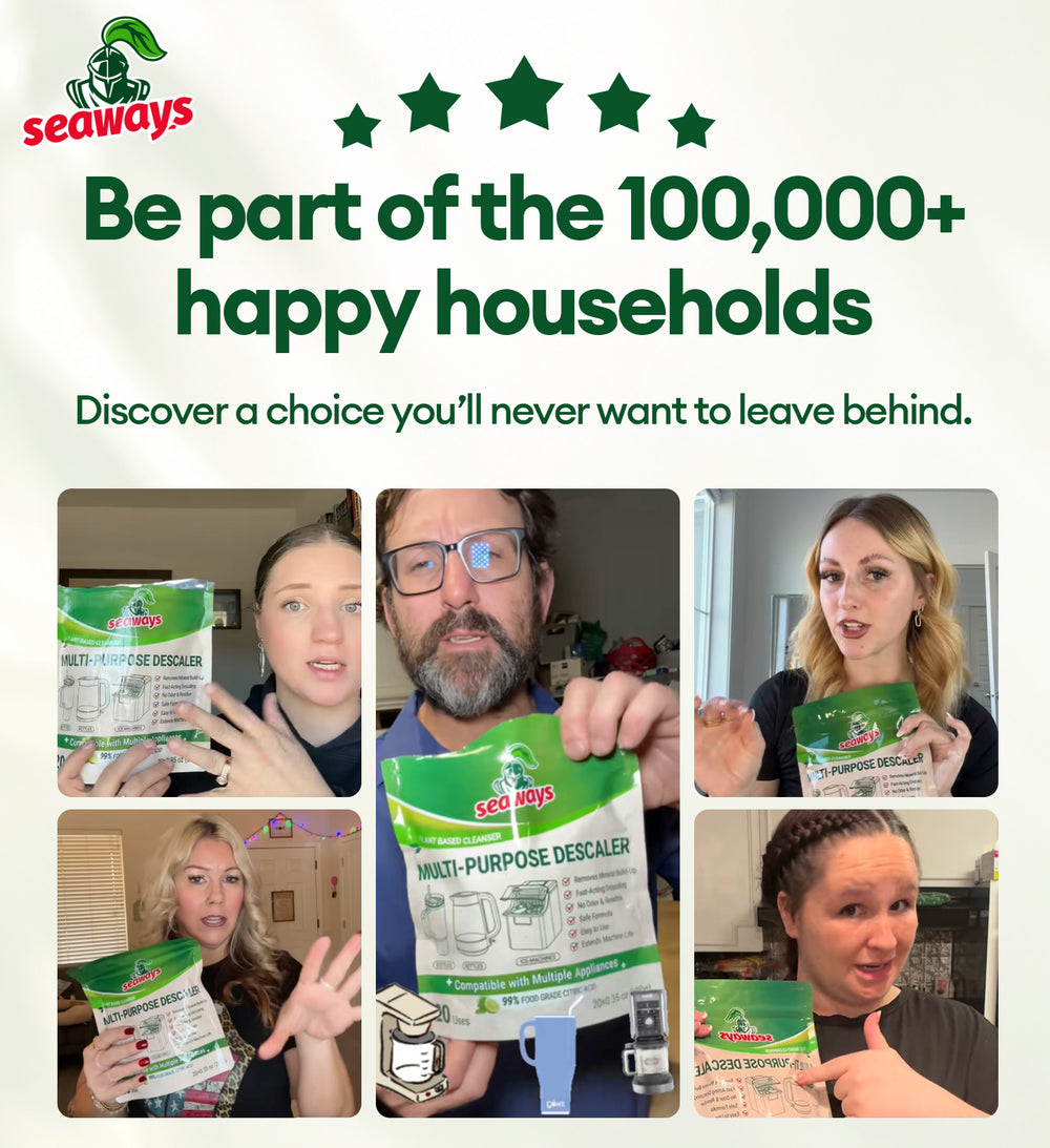 Seaways Multi-Purpose Descaler & Cleaner Powder Packets-For Ice Maker, Coffee Machine, Kettle, Tumbler & Showver Head | 99% Food-Grade Citric Acid | Limescale Remover9% Food-Grade Citric Acid | 20×0.35 oz Seaways Multi-Purpose Descaler & Cleaner Powder Packets-For Ice Maker, Coffee Machine, Kettle, Tumbler & Showver Head | 99% Food-Grade Citric Acid | Limescale Remover9% Food-Grade Citric Acid | 20×0.35 oz