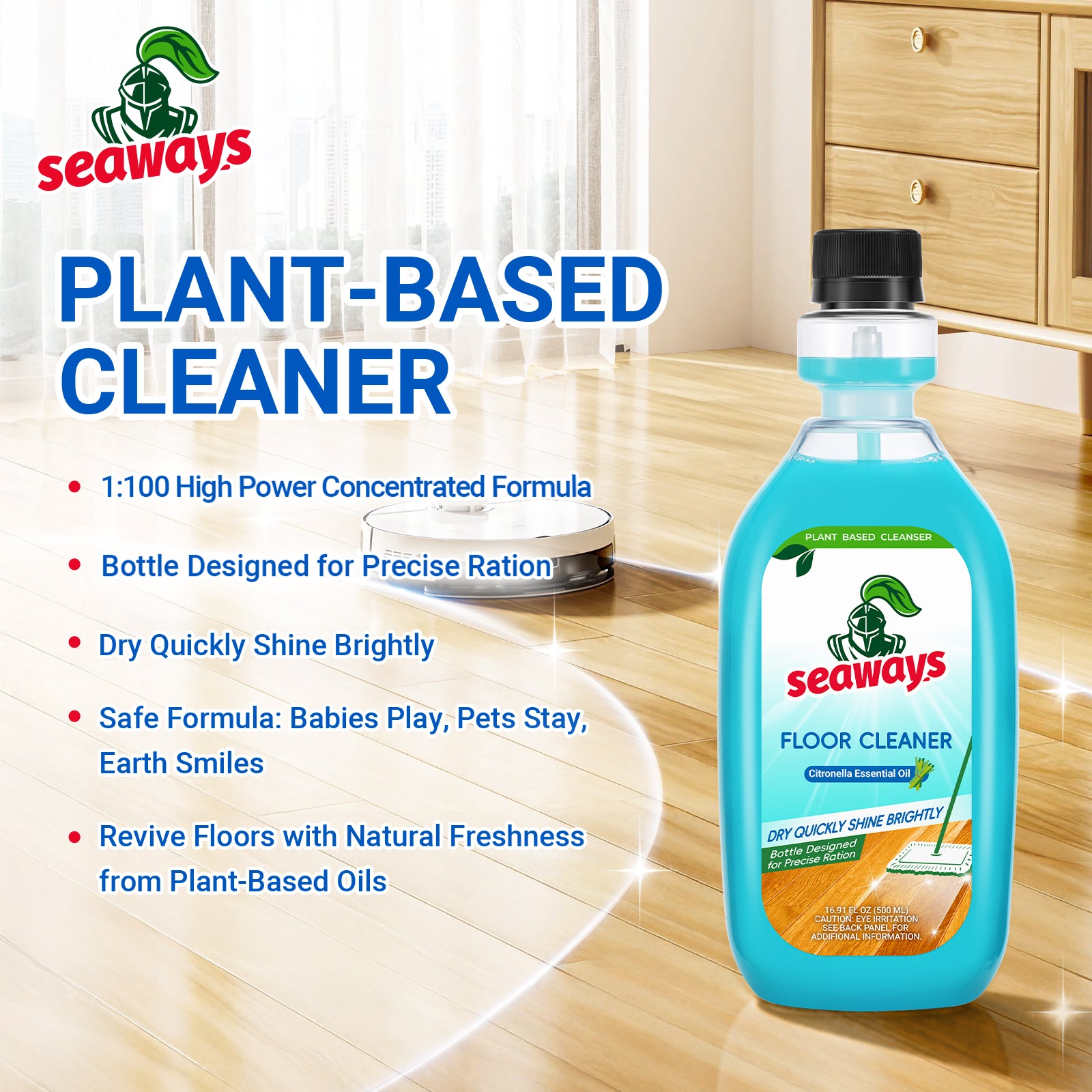 Seaways Multi-Surface Floor Cleaner | Plant-Based Formula — One Bottle, Every Hard Floor