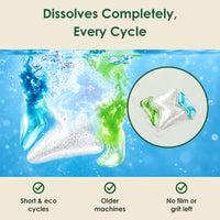 Seaways tri-chamber dishwasher pod dissolving completely in water on short and eco cycles
